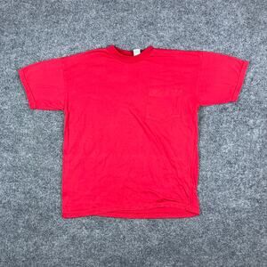 Premier International T-Shirt Mens Size M Red Pocket Crew Neck Poly Cotton Blend